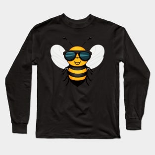 illustration of a bee wearing sunglasses Long Sleeve T-Shirt